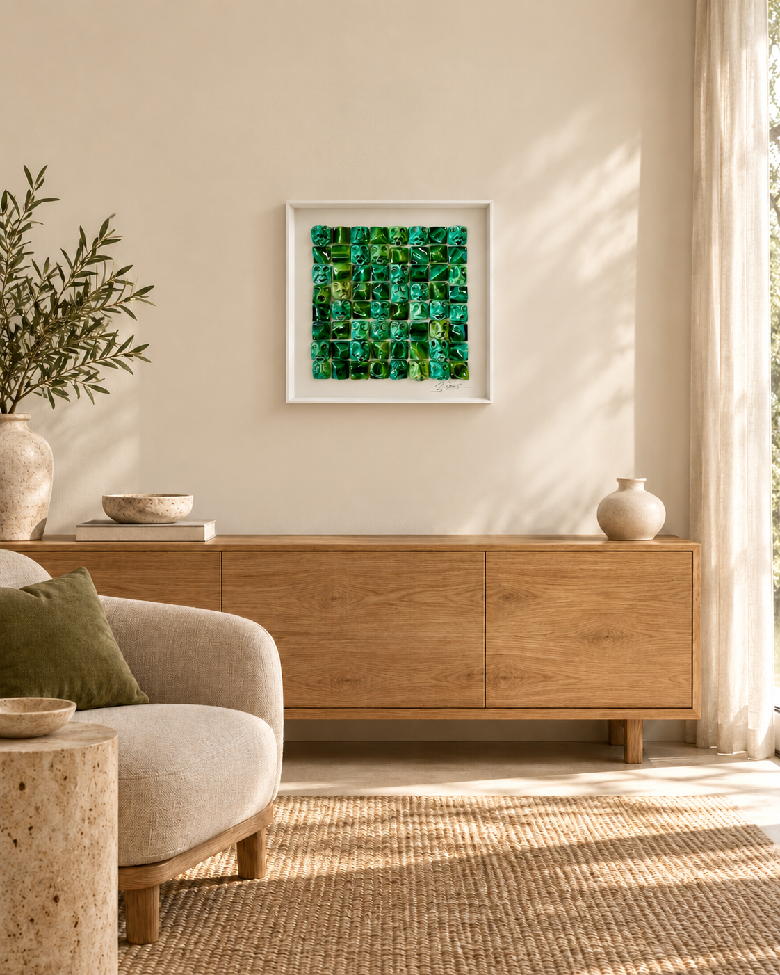 Rostos 50 x 50 cm - Verde Caldas - Ref. 49308