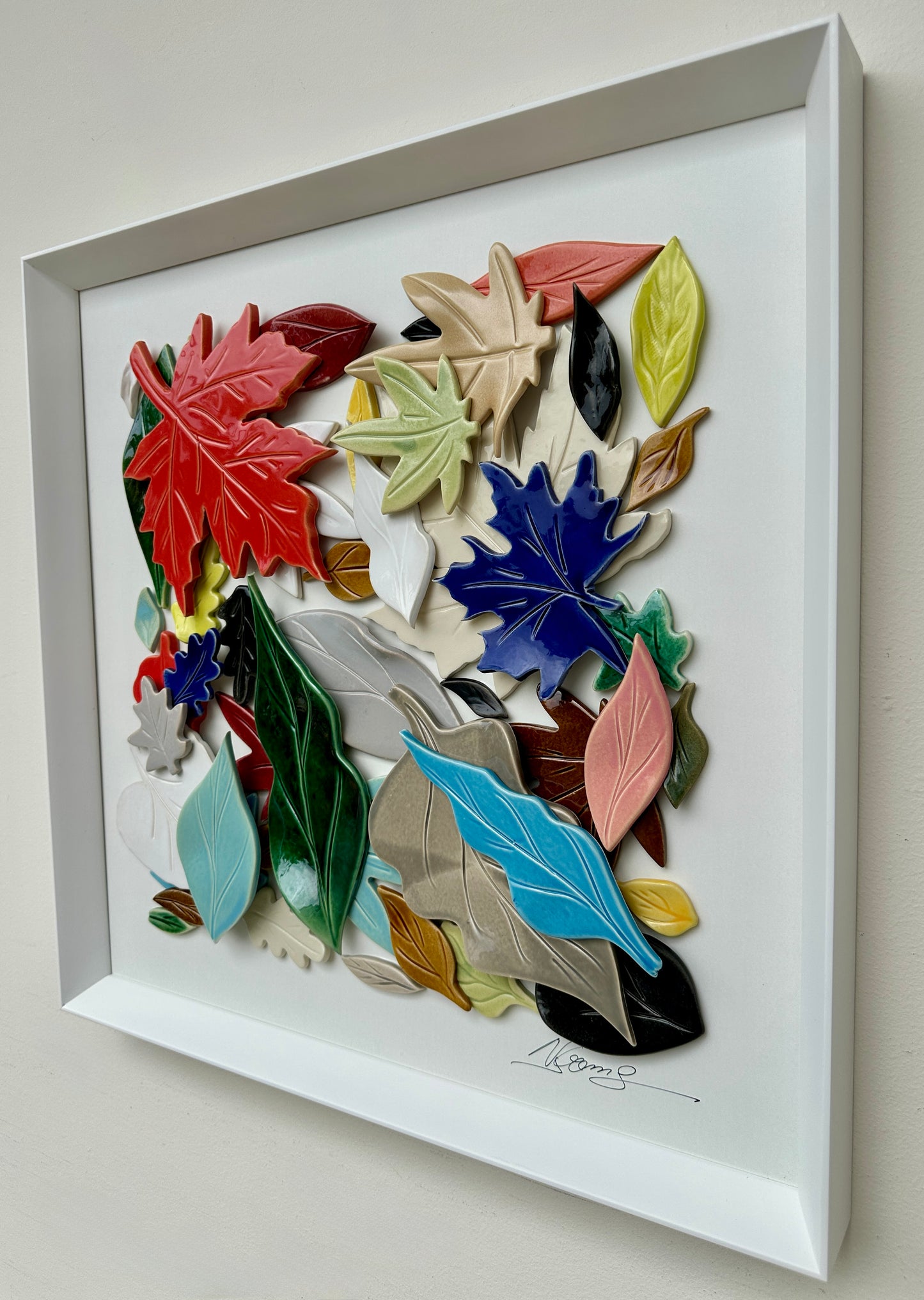 Folhas — Arte em Cerâmica 50 × 50 cm - Ref. 49109