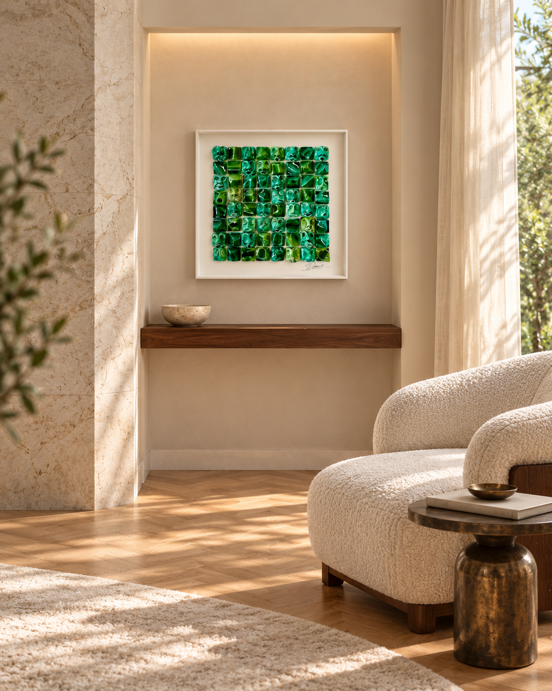 Rostos 50 x 50 cm - Verde Caldas - Ref. 49308