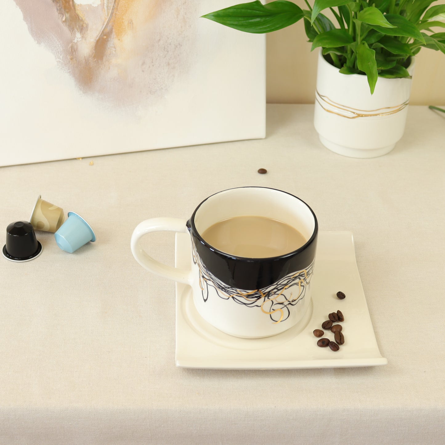 caneca abstrato preto 490