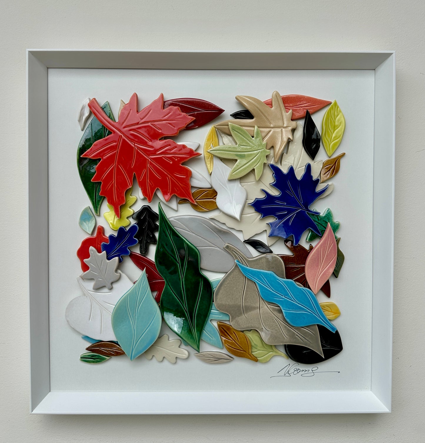 Folhas — Arte em Cerâmica 50 × 50 cm - Ref. 49109