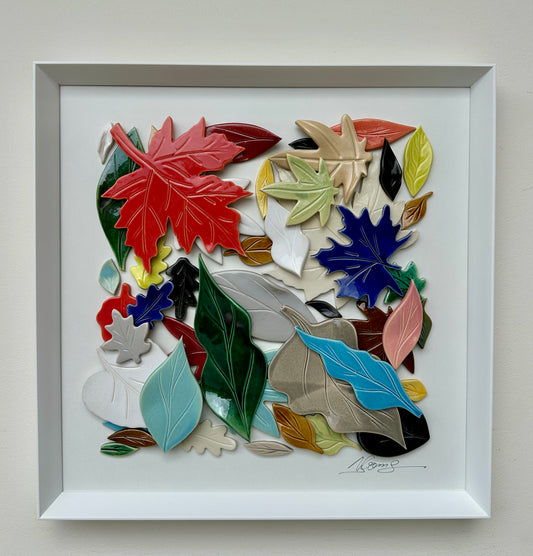 Folhas — Arte em Cerâmica 50 × 50 cm - Ref. 49109
