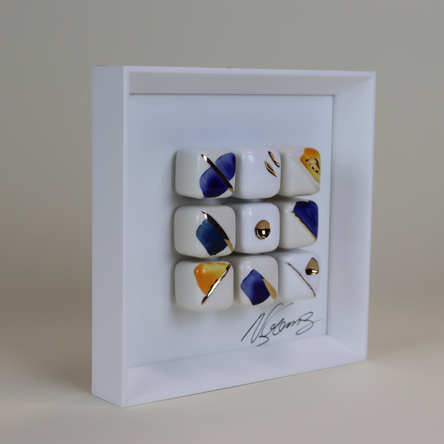 Quadro de Cerâmica "Cubos de Ouro" | Ouro Genuíno 24K |