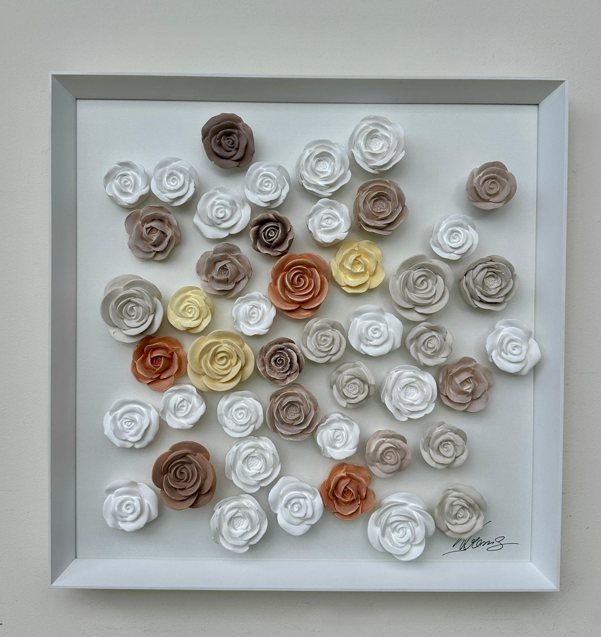 Quadro com Rosas em Gesso 50 × 50 cm - Ref. 49105
