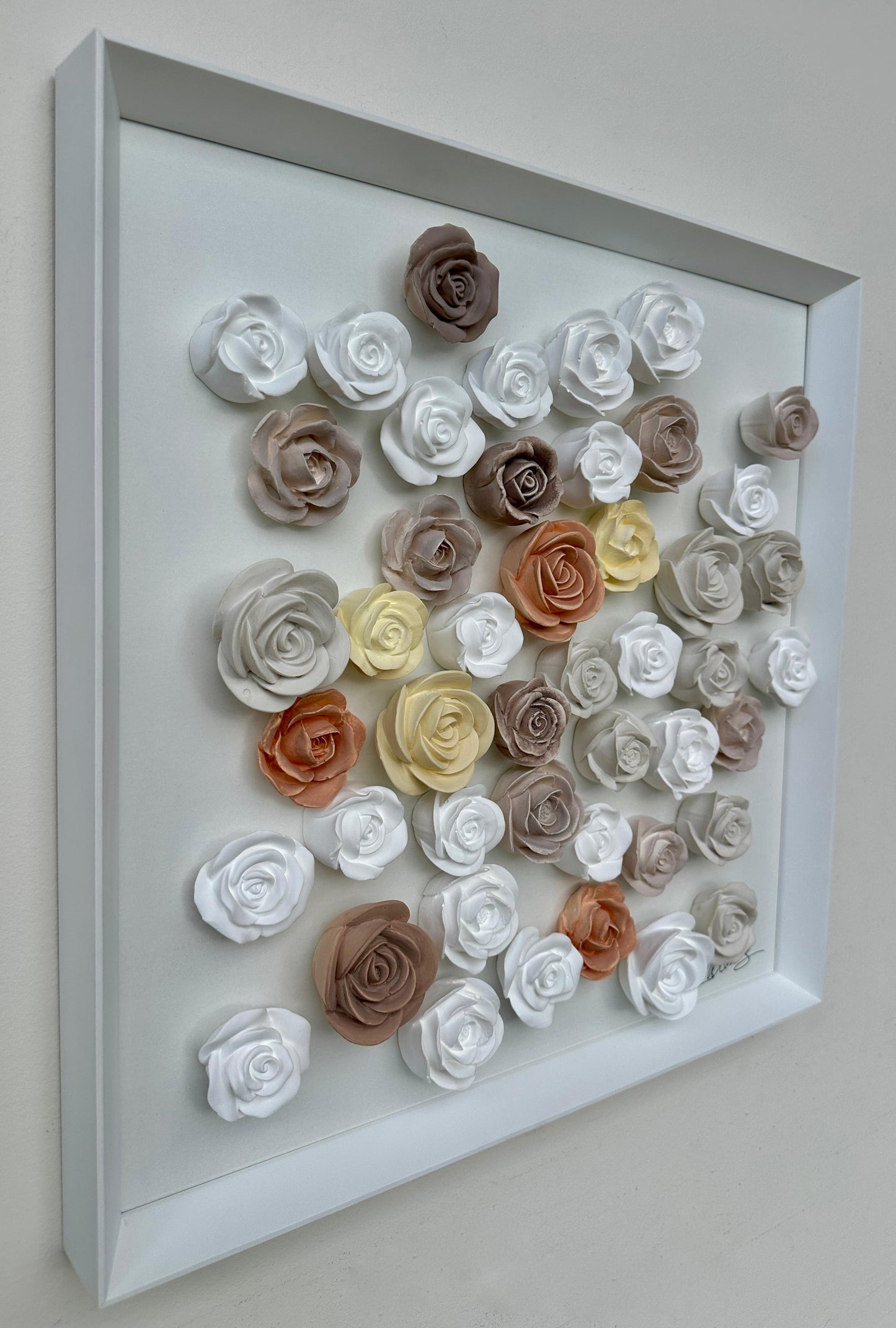 Quadro com Rosas em Gesso 50 × 50 cm - Ref. 49105
